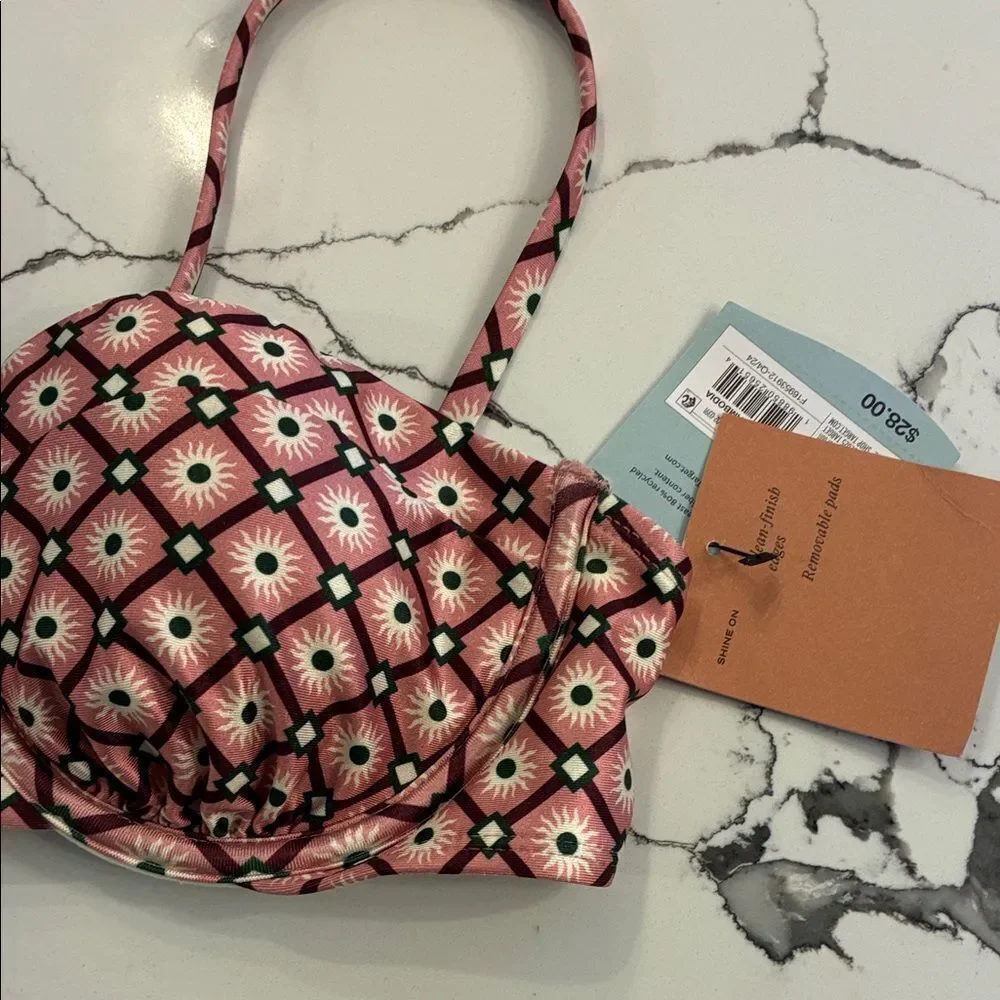 Shade & Shore Pink Floral Bikini Top 36 B